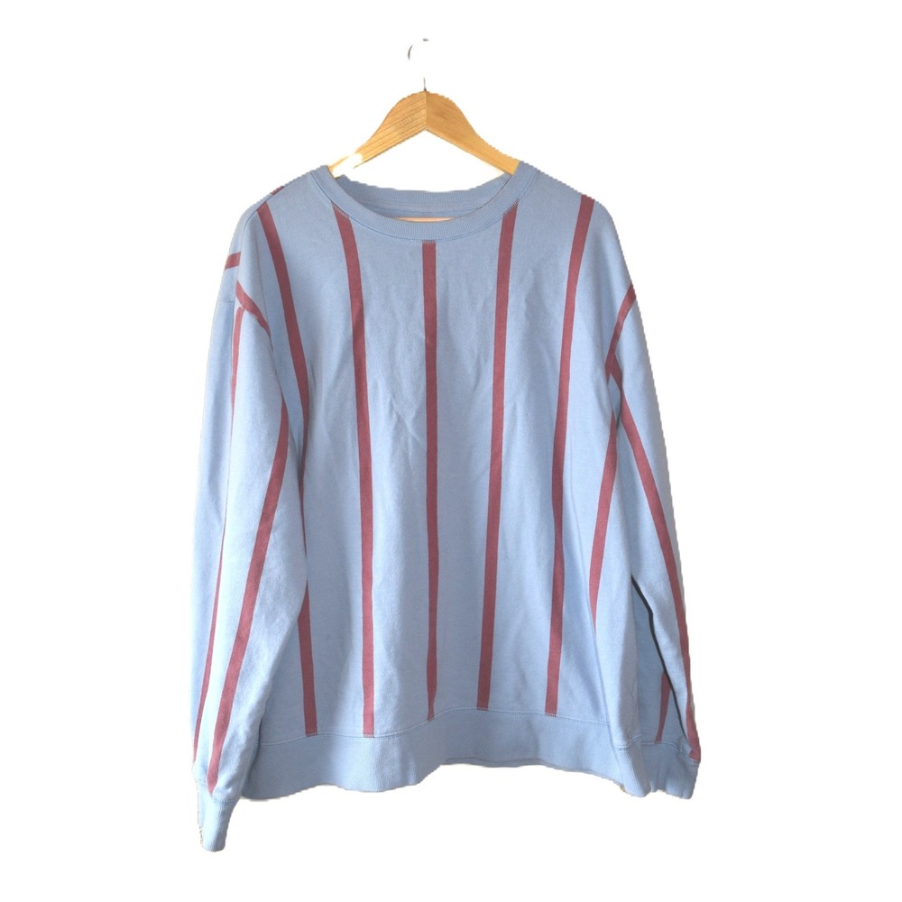 Original Use Sweatshirt Mens XL Blue Maroon Vertical Stripe Crew Neck Excellent